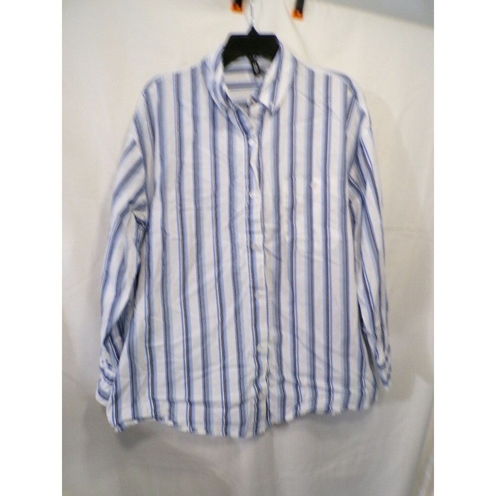 Divided H&M Men's Striped Button-Up Shirt S Blue Long Sleeve